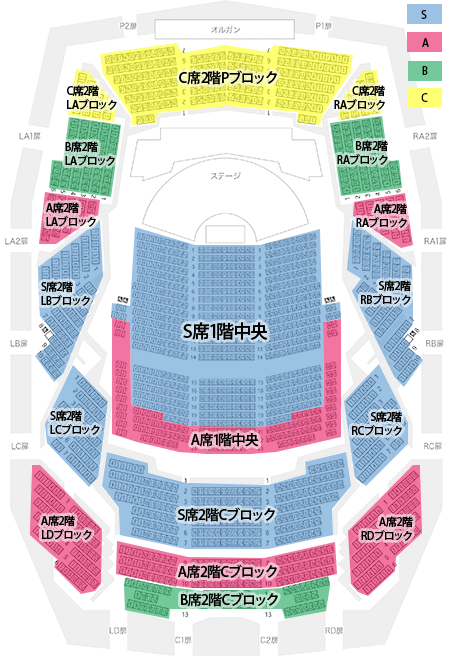 サントリーホール 座席ブロック表